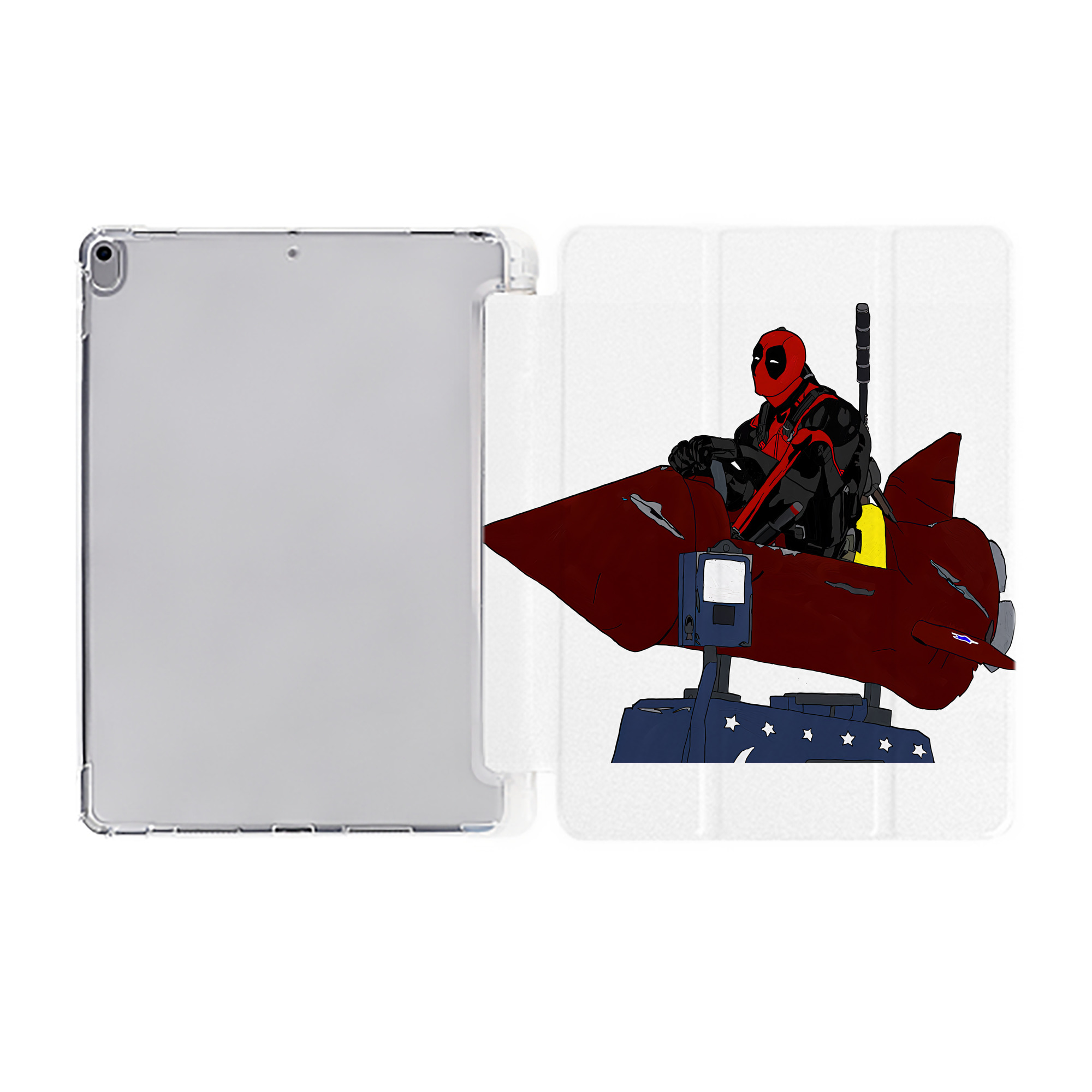 （画像用） Deadpool デッドプール IPad ケース ペン収納付き 三つ折りスタンド PUレザー×シリコン 対応機種9.5/10.5/10.9インチ